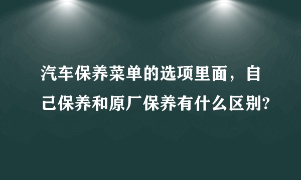 汽车保养菜单的选项里面，自己保养和原厂保养有什么区别?