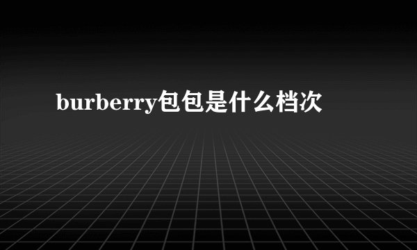 burberry包包是什么档次