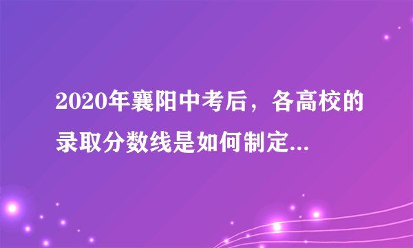 2020年襄阳中考后，各高校的录取分数线是如何制定出来的？