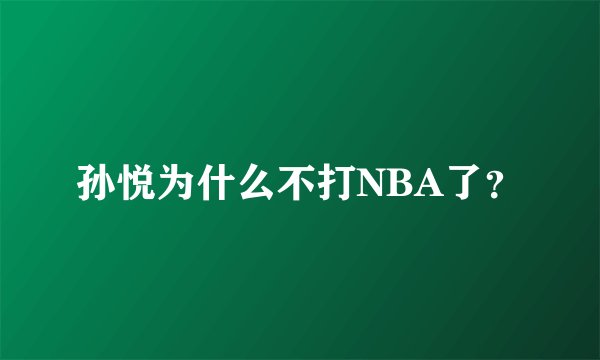 孙悦为什么不打NBA了？