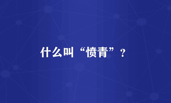 什么叫“愤青”？