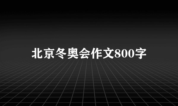 北京冬奥会作文800字