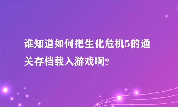 谁知道如何把生化危机5的通关存档载入游戏啊？
