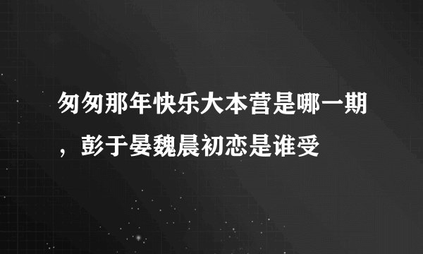 匆匆那年快乐大本营是哪一期，彭于晏魏晨初恋是谁受