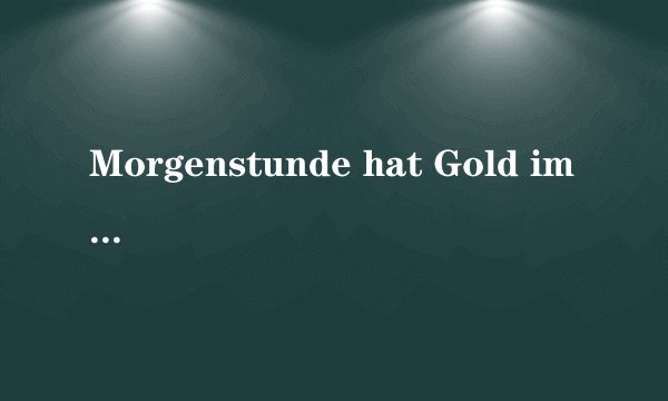 Morgenstunde hat Gold im Munde 这句德语什么意思?