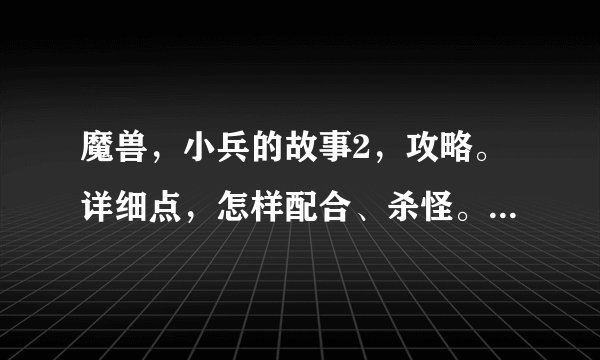 魔兽，小兵的故事2，攻略。详细点，怎样配合、杀怪。好的加分？