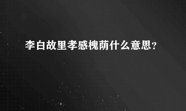 李白故里孝感槐荫什么意思？