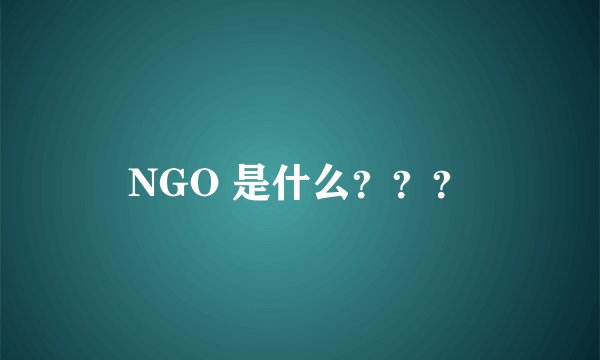 NGO 是什么？？？