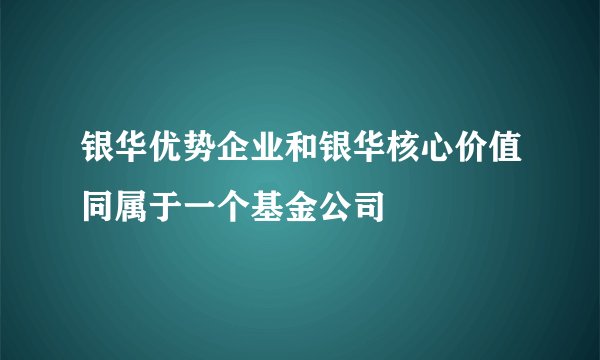 银华优势企业和银华核心价值同属于一个基金公司