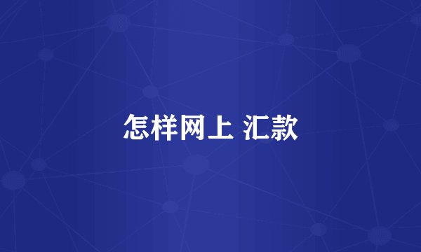 怎样网上 汇款