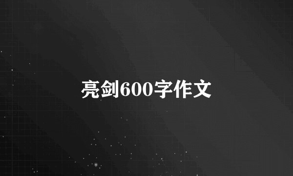 亮剑600字作文