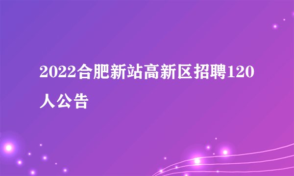 2022合肥新站高新区招聘120人公告