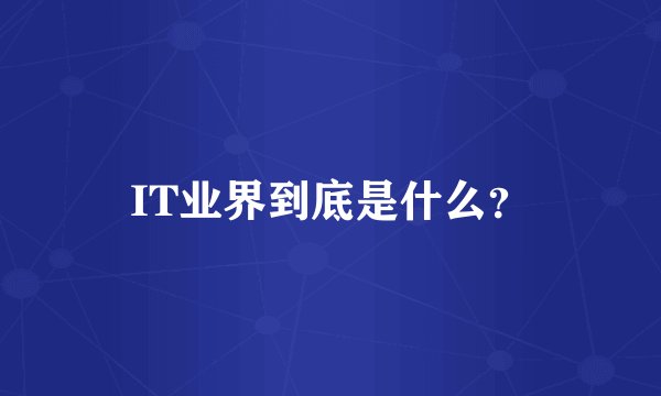 IT业界到底是什么?