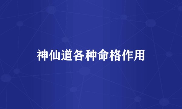 神仙道各种命格作用