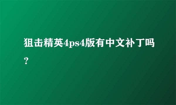 狙击精英4ps4版有中文补丁吗？