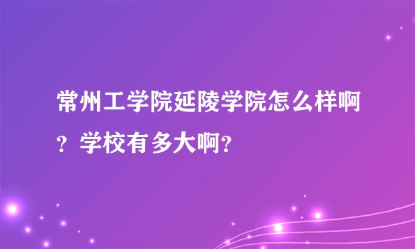 常州工学院延陵学院怎么样啊？学校有多大啊？
