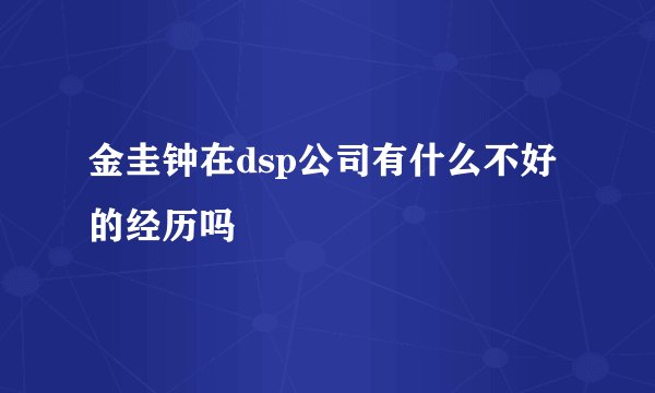 金圭钟在dsp公司有什么不好的经历吗
