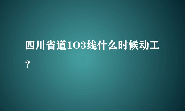 四川省道1O3线什么时候动工？