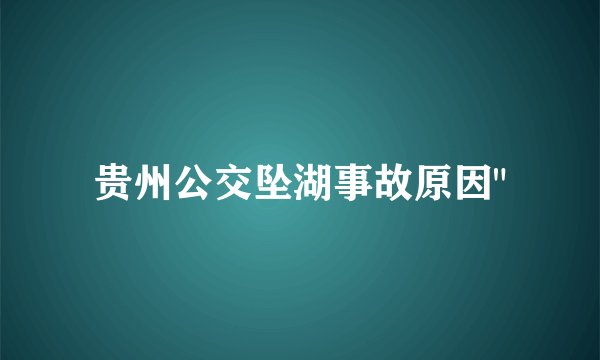 贵州公交坠湖事故原因