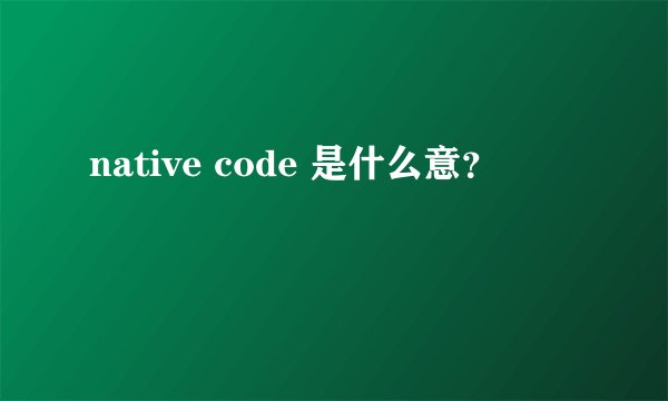 native code 是什么意？