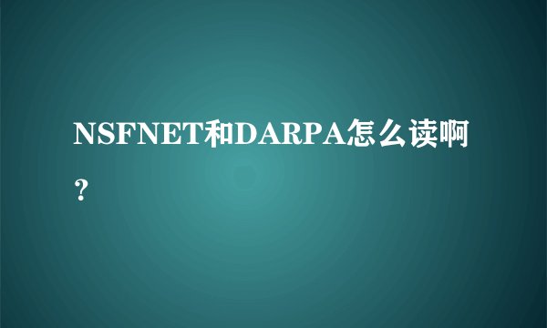 NSFNET和DARPA怎么读啊？