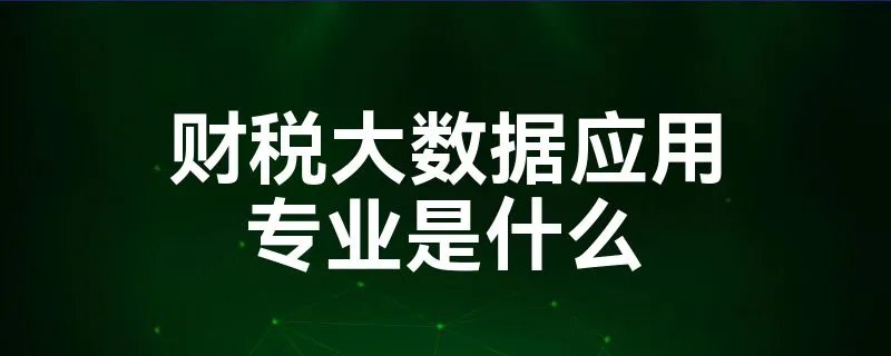 财税大数据应用专业是什么