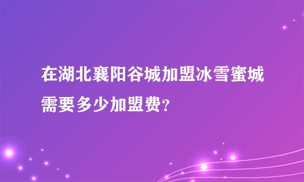 在湖北襄阳谷城加盟冰雪蜜城需要多少加盟费？