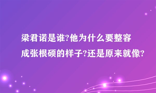 梁君诺是谁?他为什么要整容成张根硕的样子?还是原来就像?
