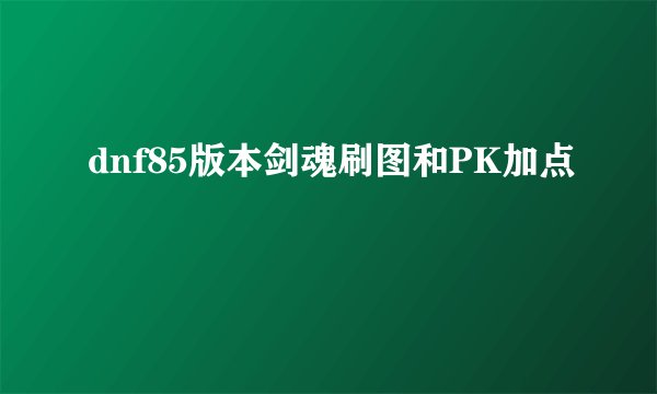 dnf85版本剑魂刷图和PK加点