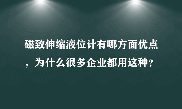 磁致伸缩液位计有哪方面优点，为什么很多企业都用这种？