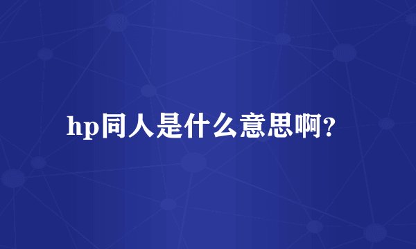 hp同人是什么意思啊？