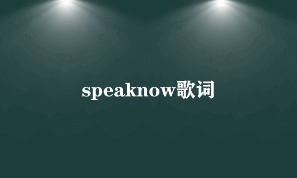 speaknow歌词