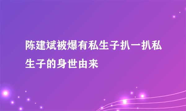 陈建斌被爆有私生子扒一扒私生子的身世由来