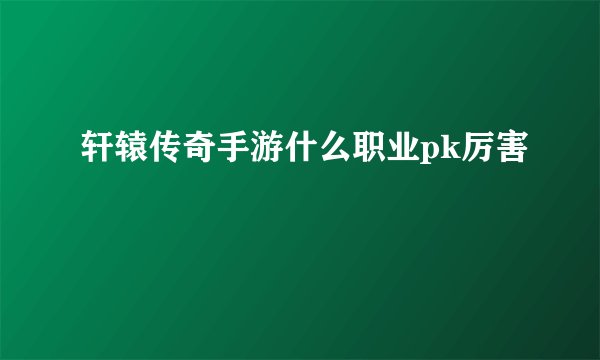 轩辕传奇手游什么职业pk厉害