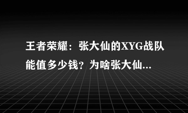 王者荣耀：张大仙的XYG战队能值多少钱？为啥张大仙不像久哲一样卖队员？