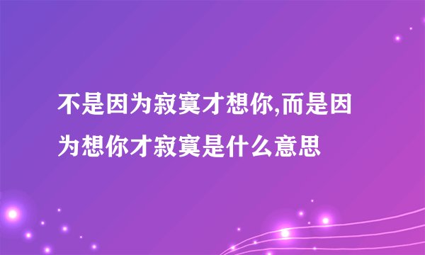 不是因为寂寞才想你,而是因为想你才寂寞是什么意思