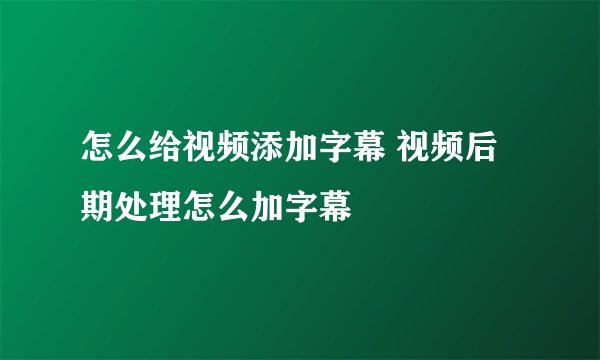 怎么给视频添加字幕 视频后期处理怎么加字幕