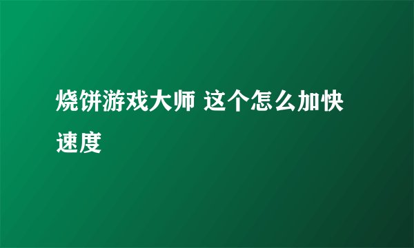 烧饼游戏大师 这个怎么加快速度