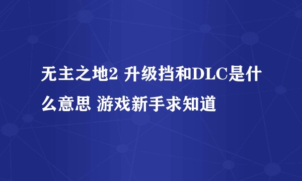 无主之地2 升级挡和DLC是什么意思 游戏新手求知道