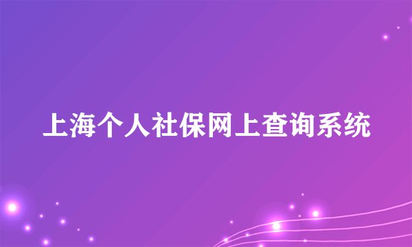 上海个人社保网上查询系统