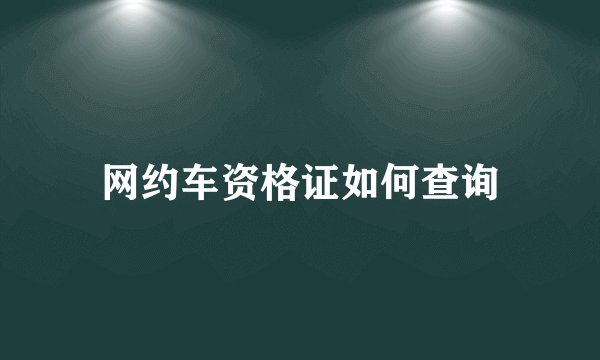 网约车资格证如何查询