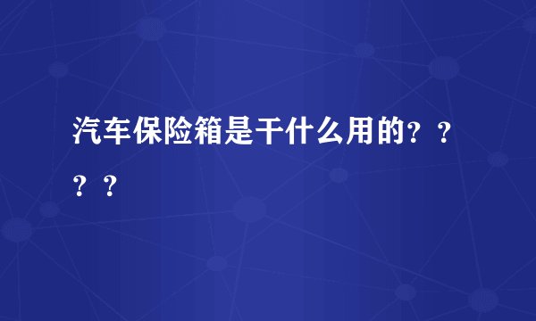 汽车保险箱是干什么用的？？？？