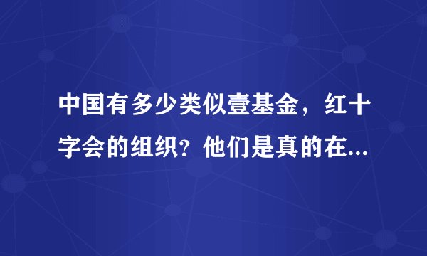 中国有多少类似壹基金，红十字会的组织？他们是真的在做慈善吗？