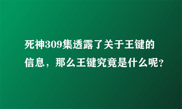 死神309集透露了关于王键的信息，那么王键究竟是什么呢？