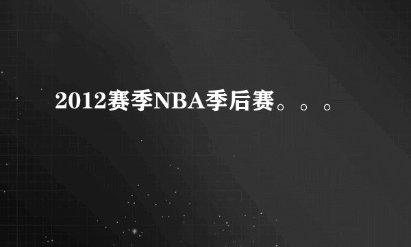 2012赛季NBA季后赛。。。