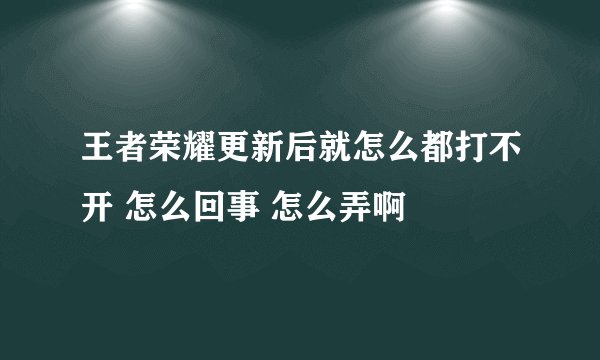 王者荣耀更新后就怎么都打不开 怎么回事 怎么弄啊