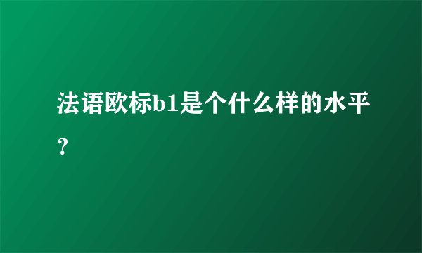 法语欧标b1是个什么样的水平？