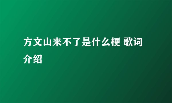方文山来不了是什么梗 歌词介绍