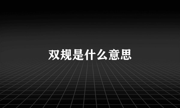 双规是什么意思
