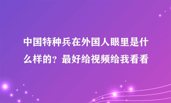 中国特种兵在外国人眼里是什么样的？最好给视频给我看看